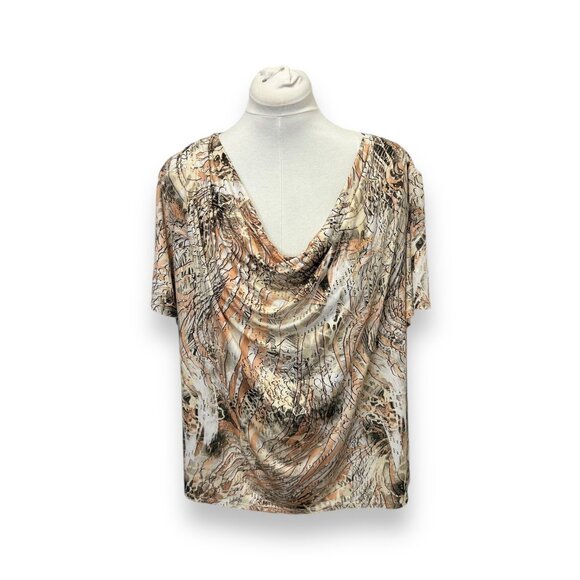 Dressbarn Collection Womens 3X Cowl Neck Sequin Top Multicolor Abstract Print - Picture 1 of 10